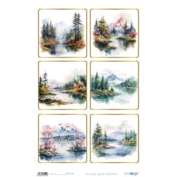 Mountain Lake I. Papel de arroz. 54x33cm. PFY15259 | L'aura Bella