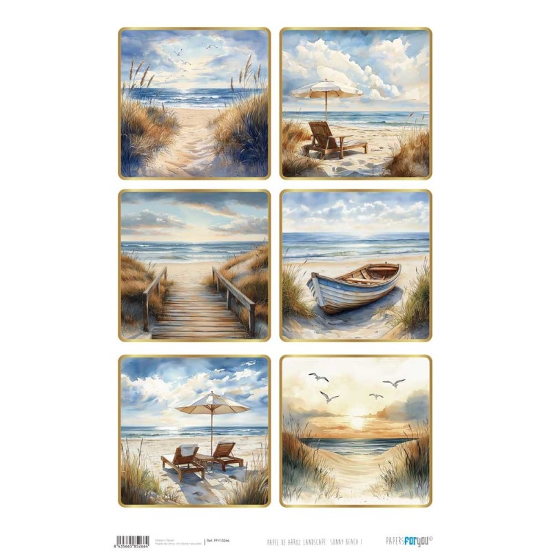Sunny Beach I. Papel de arroz. 54x33cm. PFY15266 | L'aura Bella