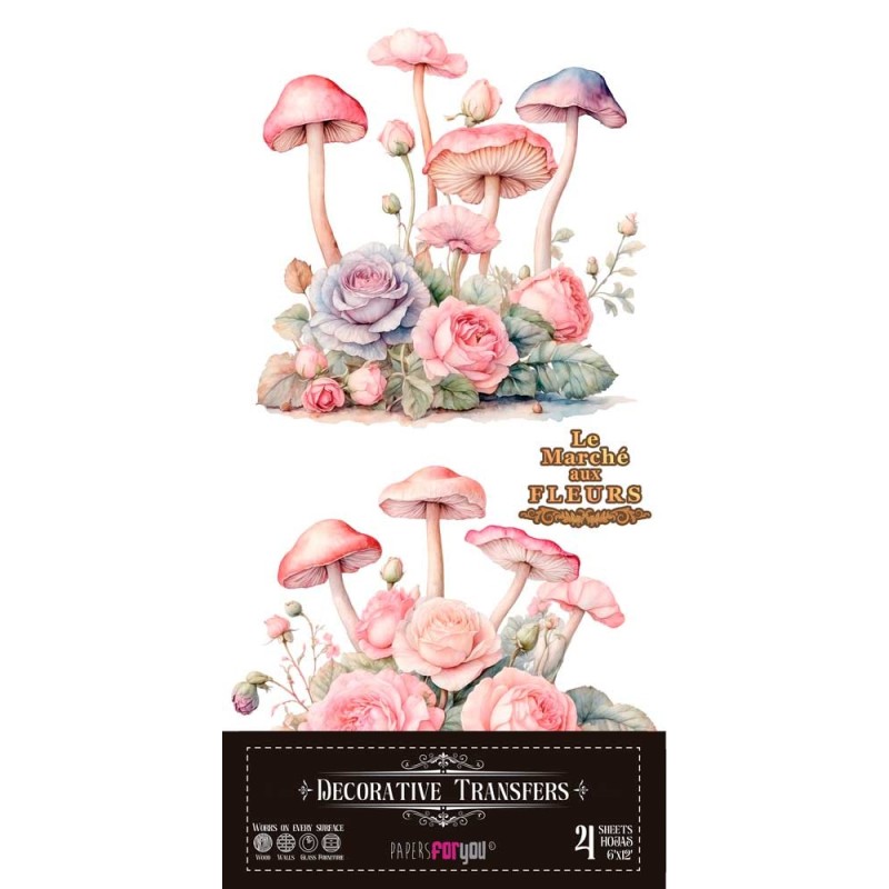 Blushrooms. Decorative Transfers. 15x30cm. PFY-14627 | L'aura Bella