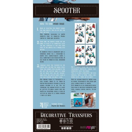 Scooter II. Decorative Transfers 15x30cm 6″x 12″. 4 Hojas. PFY-14631