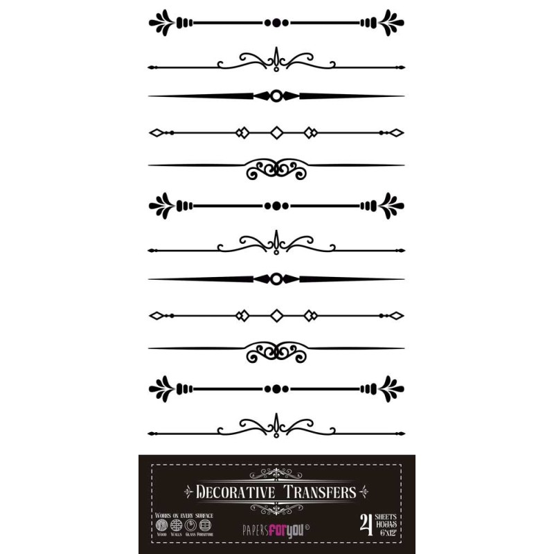 Baroque Borders. Decorative Transfers 15x30cm PFY-15236 | L'aura Bella