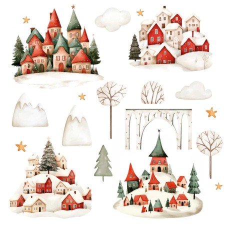 Santa & Friends. Decorative Transfers 30x30cm 6″x 12″. 2 Hojas. PFY-15433