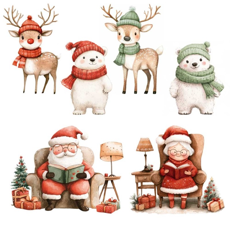 Santa & Friends. Decorative Transfers 30x30cm PFY-15433 | L'aura Bella