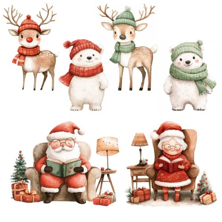 Santa & Friends. Decorative Transfers 30x30cm PFY-15433 | L'aura Bella