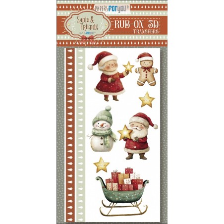 Santa & Friends. Rub On Transfers 2 Hojas. PFY-15434 | L'aura Bella
