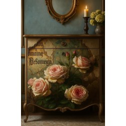 Gritty Roses A1. Papel Decoupage Mint by Michelle | L'aura Bella