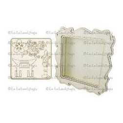 Madera. TEA GARDEN-LALA LAND SHADOW BOX. LA LA LAND CRAFTS. Marco con fondo y siluetas para decorar