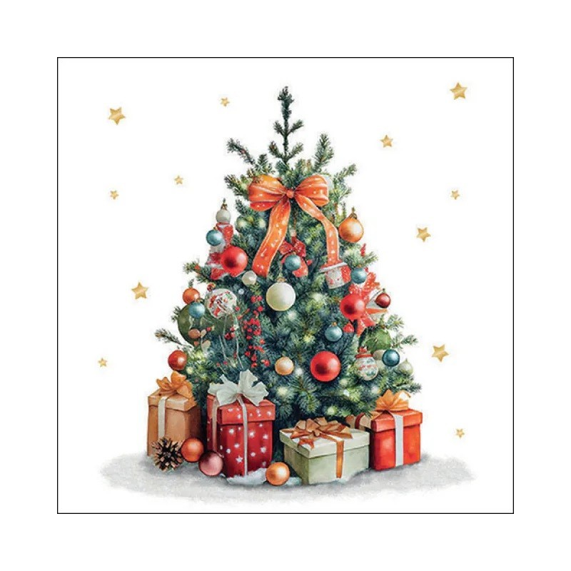 Servilleta para decoupage: Árbol de Navidad decorado. 33x33 cm