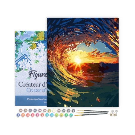 Pintar por números: La Ola y el Atardecer. En Bastidor | L'aura Bella