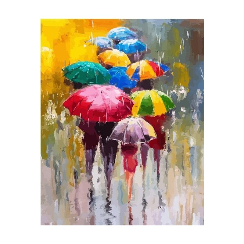 Pintar por números: Paraguas en el aire 2. 40 x 50 cm. Lienzo sobre Bastidor. Figured'Art Pintar por números: Paraguas en el aire 2. 40 x 50 cm. Lienzo sobre Bastidor. Figured'Art