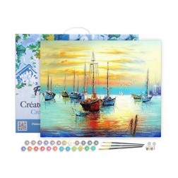 Pintar por números: Veleros en el puerto. En Bastidor | L'aura Bella