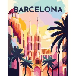 Pintar por números: Póster de Barcelona. En Bastidor | L'aura Bella