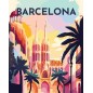 Pintar por números: Póster vintage de Barcelona. 40 x 50 cm. Lienzo sobre Bastidor. Figured'Art