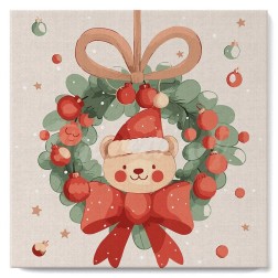 Pintar por números MINI: Oso y Corona Navideña. 20x20cm | L'aura Bella
