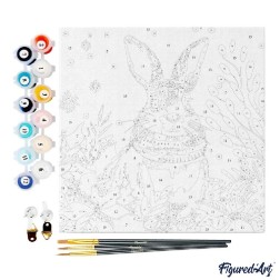 Pintar por números MINI sobre Bastidor: Conejito de Navidad. 20x20cm. Figured'Art