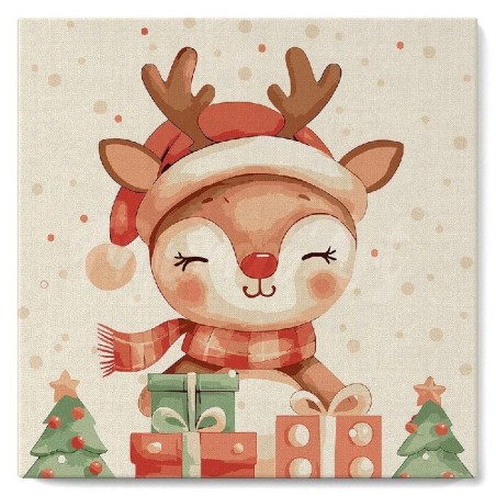 Pintar por números MINI: Reno Navideño.  20x20cm | L'aura Bella