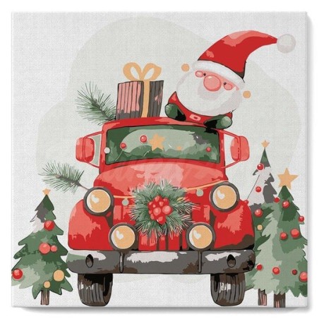 Pintar por números MINI: Papá Noel en su camión 20x20cm | L'aura Bella