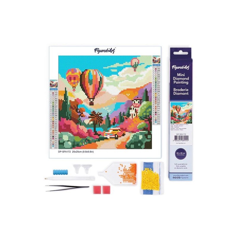 Diamond Painting: Globos sobre el valle. 25x 25cm. Lienzo enrollado. Figured'Art Diamond Painting: Globos sobre el valle. 25x 25cm. Lienzo enrollado. Figured'Art