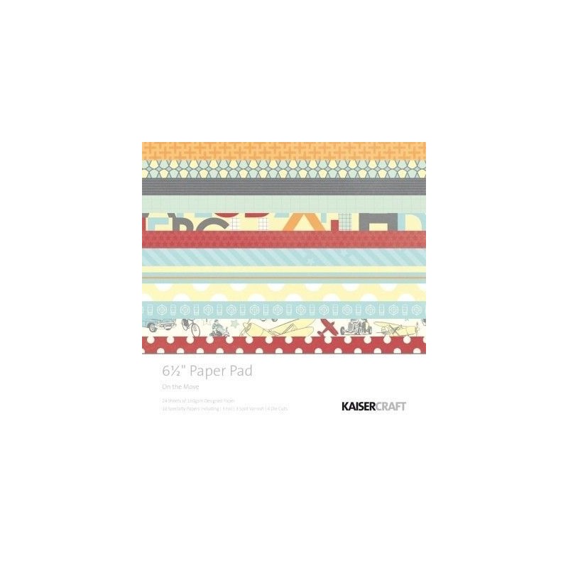 Colecciones. 6,5"X 6,5". 40 SHEETS. ON THE MOVE PAPER PAD. KAISERCRAFT PTY LTD. Colección: En movimiento.