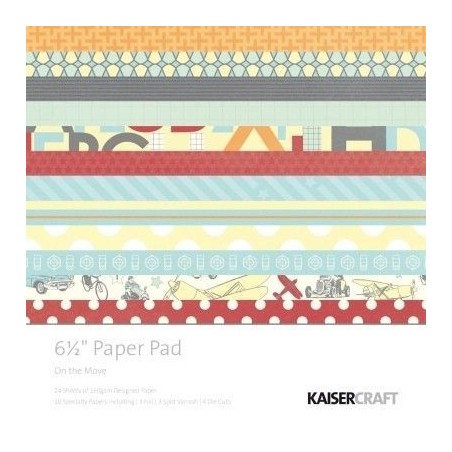 Colecciones. 6,5"X 6,5". 40 SHEETS. ON THE MOVE PAPER PAD. KAISERCRAFT PTY LTD. Colección: En movimiento.