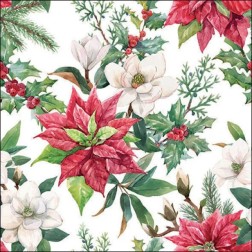 Servilleta decoupage: Christmas Florals. 30x30cm | L'aura Bella