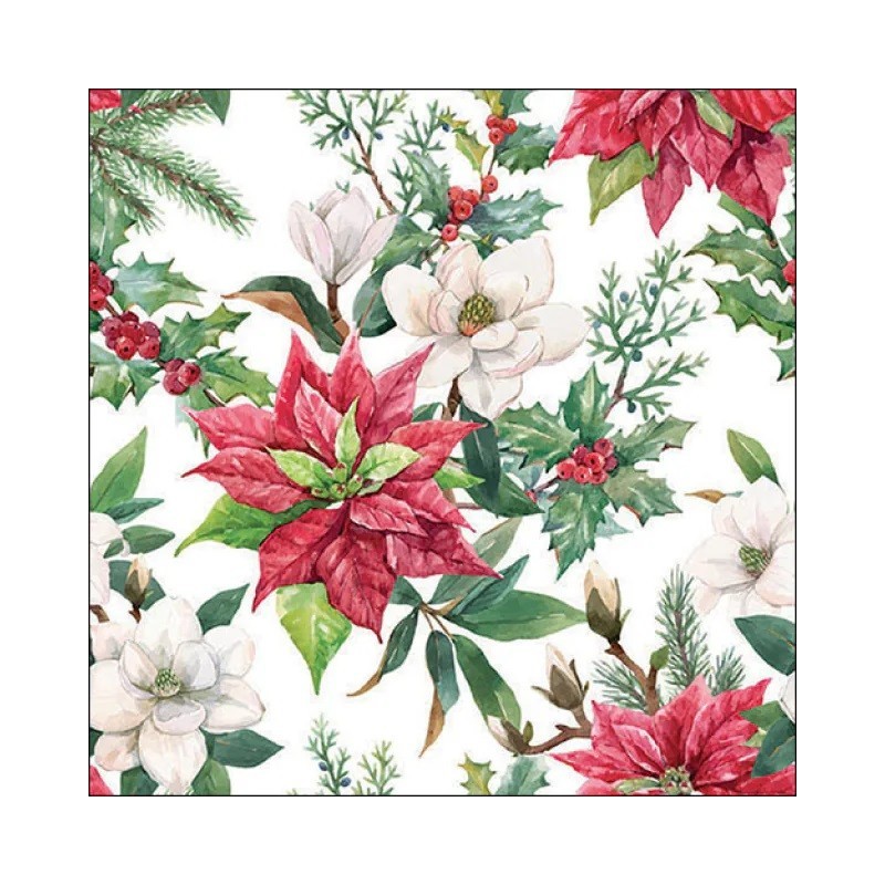Servilleta para decoupage: Christmas Florals. 30x30 cm Servilleta para decoupage: Christmas Florals. 30x30 cm