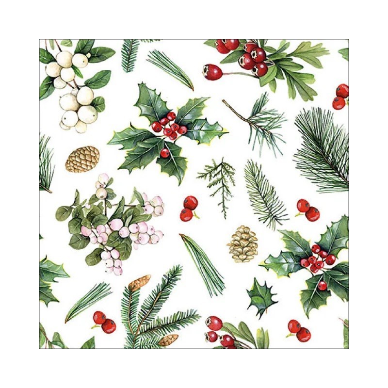 Servilleta para decoupage: Winter Greenery White. 30x30 cm Servilleta para decoupage: Winter Greenery White. 30x30 cm