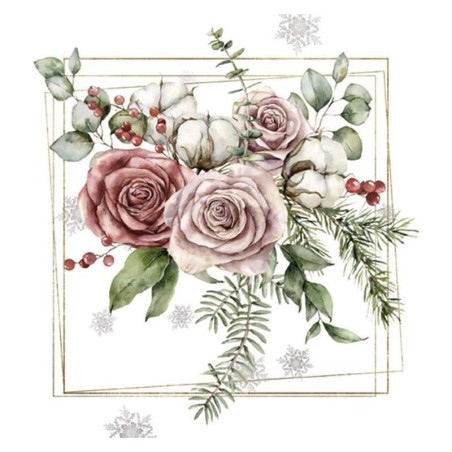 Servilleta decoupage: Bouquet Flores invernales 30x30cm | L'aura Bella