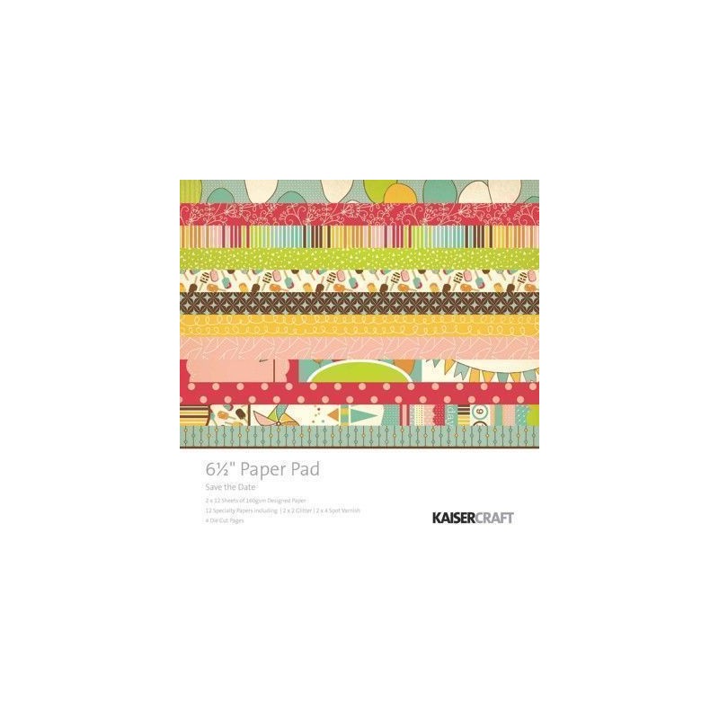 Colecciones. 6,5"X 6,5". 40 SHEETS. SAVE THE DATE PAPER PAD. KAISERCRAFT PTY LTD. Colección: ¡Apunta la fecha!