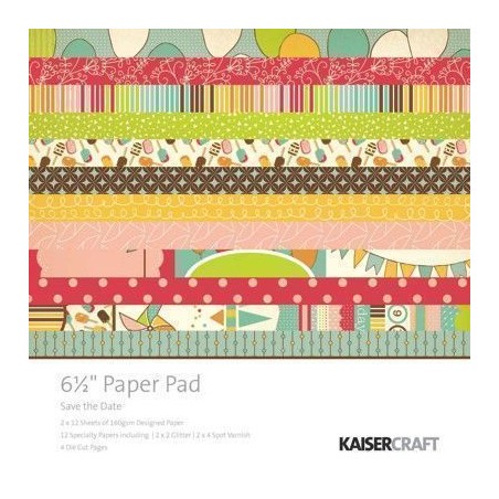 Colecciones. 6,5"X 6,5". 40 SHEETS. SAVE THE DATE PAPER PAD. KAISERCRAFT PTY LTD. Colección: ¡Apunta la fecha!