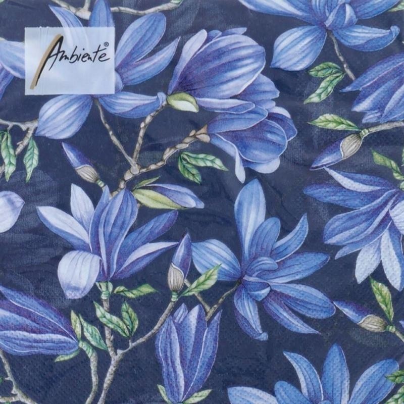 Servilleta para decoupage: Magnolia Acuminata Blue. 33x33 cm Servilleta para decoupage: Magnolia Acuminata Blue. 33x33 cm
