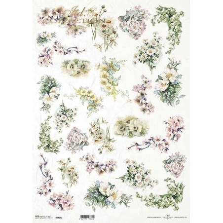 Flores. Papel de arroz A3 para decoupage ITD Collection | L'aura Bella
