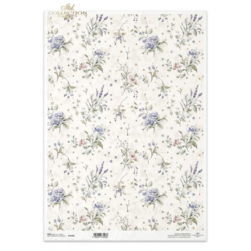 Flores Variadas. Papel de arroz A3 para decoupage. ITD Collection. R1436L Flores Variadas. Papel de arroz A3 para decoupage. ITD Collection. R1436L