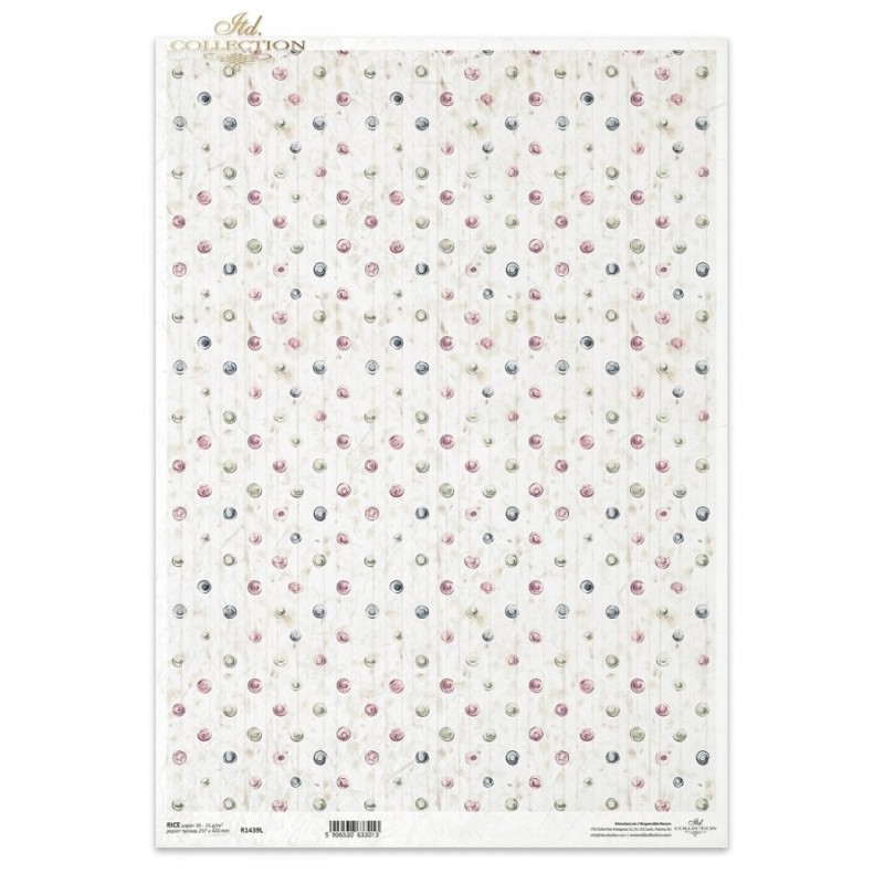 Puntos de colores. Papel de arroz A3 para decoupage. ITD Collection. R1439L