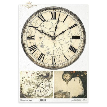 Relojes. Alicia. Papel de arroz A3 decoupage. ITD | L'aura Bella