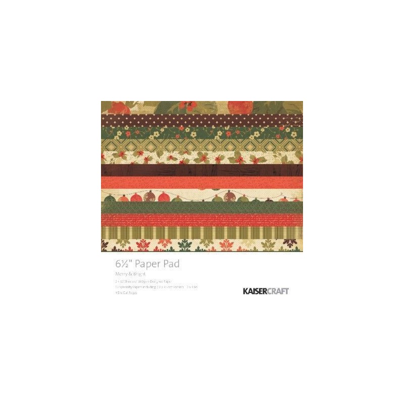 Colecciones. 6,5"X 6,5". 40 SHEETS. MERRY & BRIGHT PAPER PAD. KAISERCRAFT PTY LTD. Colección: Alegre y brillante.