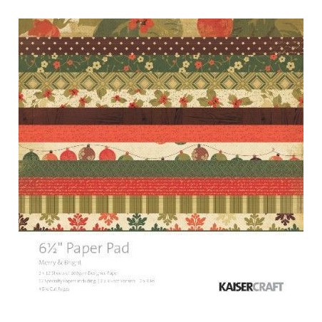 Colecciones. 6,5"X 6,5". 40 SHEETS. MERRY & BRIGHT PAPER PAD. KAISERCRAFT PTY LTD. Colección: Alegre y brillante.