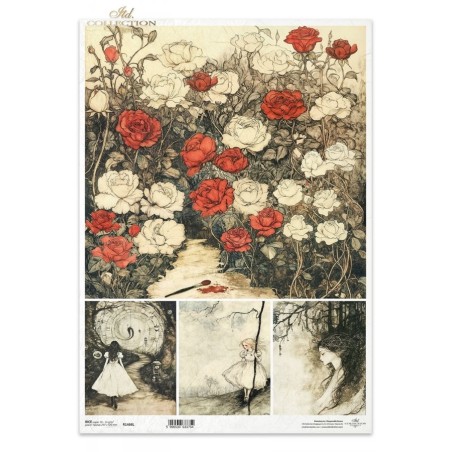 Pintando rosas. Alicia. Papel arroz A3 decoupage. ITD | L'aura Bella