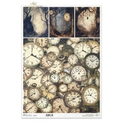 Relojes y paisajes. Alicia. Papel arroz decoupage. ITD | L'aura Bella