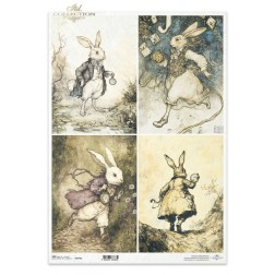 El Conejo blanco. Alicia. Papel de arroz decoupage. ITD | L'aura Bella