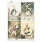 El Conejo Blanco, 4 imágenes. Papel de arroz A3 para decoupage. Colección Alicia. ITD Collection. R1474L