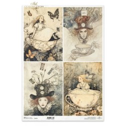 Alicia y el Sombrerero Loco. Papel arroz decoupage. ITD | L'aura Bella