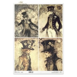 El Sombrerero Loco. Papel arroz A3 decoupage. ITD | L'aura Bella