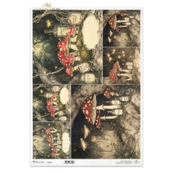 Setas y botellas. Papel de arroz A3. Decoupage ITD | L'aura Bella