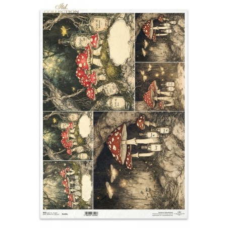 Setas y botellas. Papel de arroz A3. Decoupage ITD | L'aura Bella