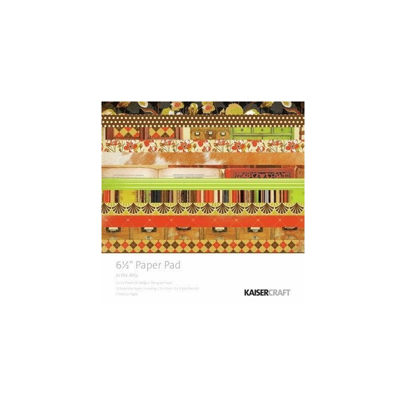 Colecciones. 6,5"X 6,5". 40 SHEETS. IN THE ATTIC PAPER PAD. KAISERCRAFT PTY LTD. Colección: En el ático.