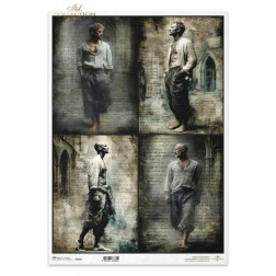 Hombres, 4 imágenes. Papel de arroz A3. Decoupage ITD | L'aura Bella