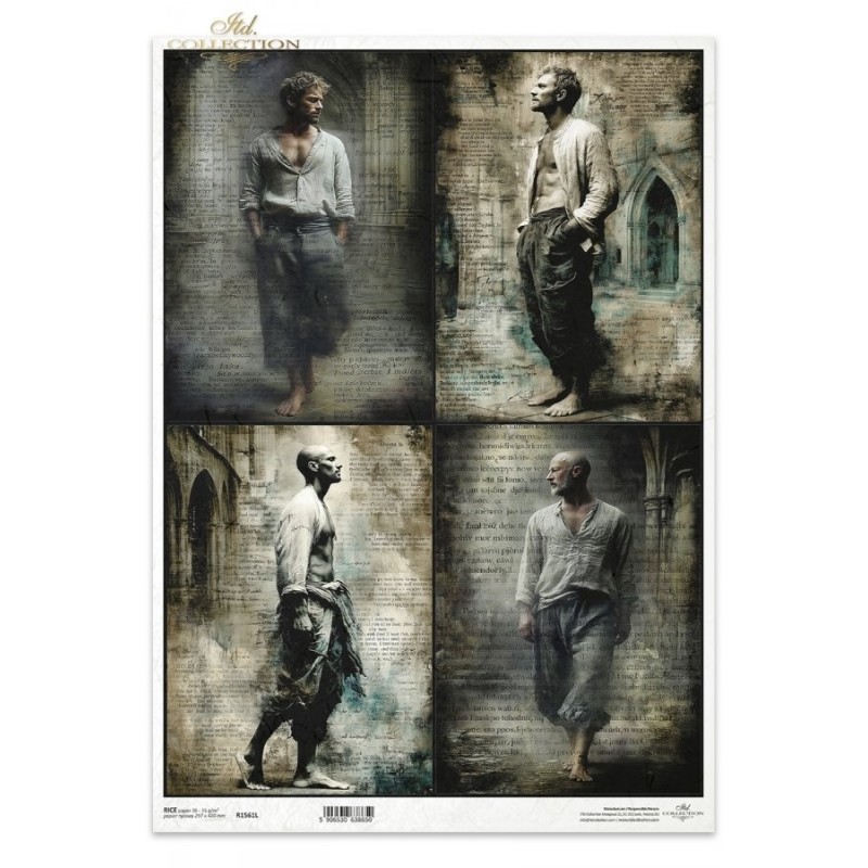 Hombres. Papel de arroz A3 para decoupage. ITD Collection. R1561L Hombres. Papel de arroz A3 para decoupage. ITD Collection. R1561L