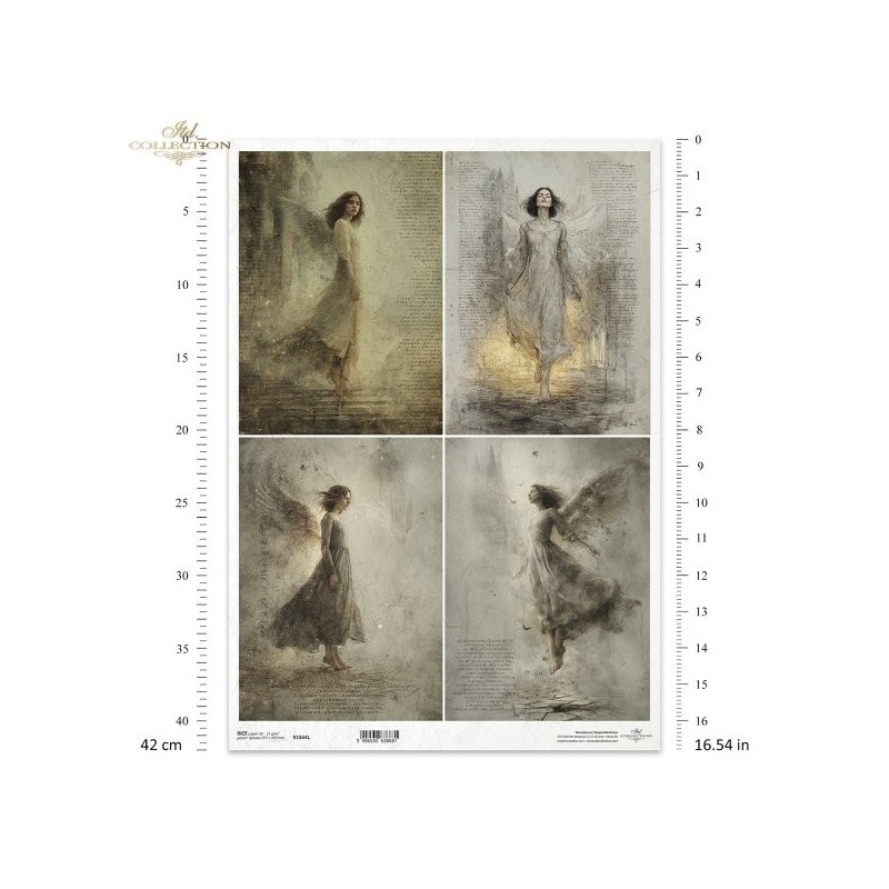 Ángeles. Papel de arroz A3 para decoupage. ITD Collection. R1564L Ángeles. Papel de arroz A3 para decoupage. ITD Collection. R1564L