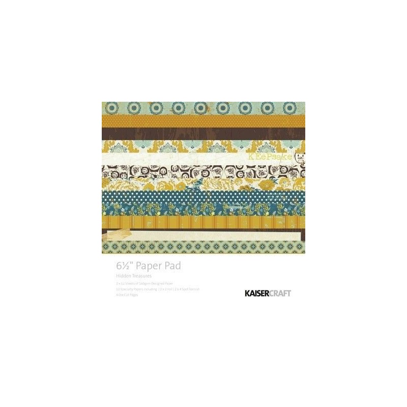 Colecciones. 6,5"X 6,5". 40 SHEETS. HIDDEN TREASUREs PAPER PAD. KAISERCRAFT PTY LTD. Colección: Tesoros escondidos.